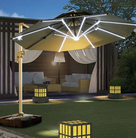 Oxidierter Seitenmastschirm mit LED - Ansicht 2